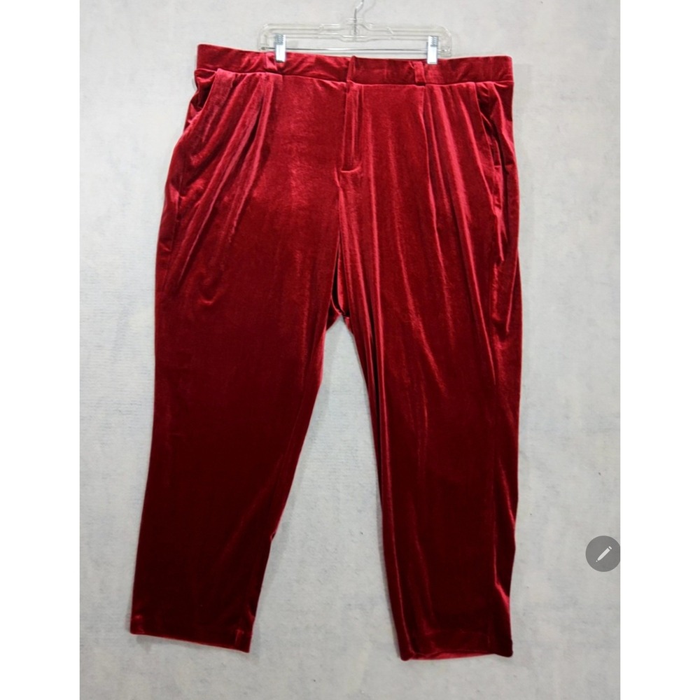Torrid Dress Pants 26 4 4X NEW Velvet Holiday Straight Leg Red Christmas Ankle